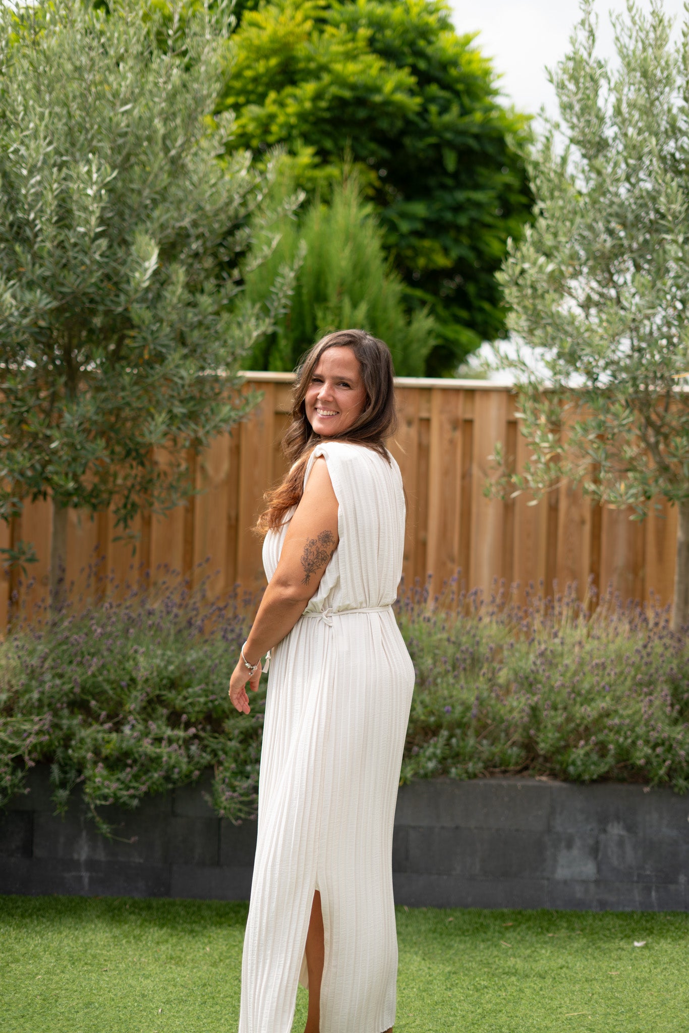 zomerse beige maxi jurk