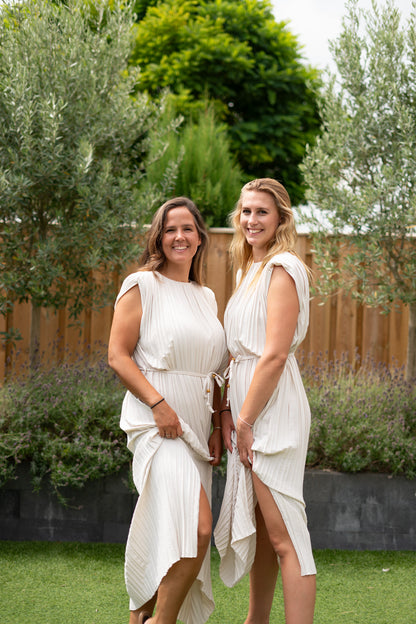 zomerse beige maxi jurk