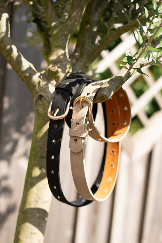 Hartjesriem – zwart & beige