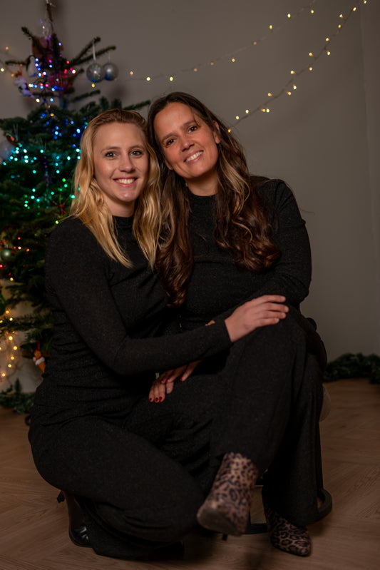 Zwart Glitter Shirtje met Lange Mouwen