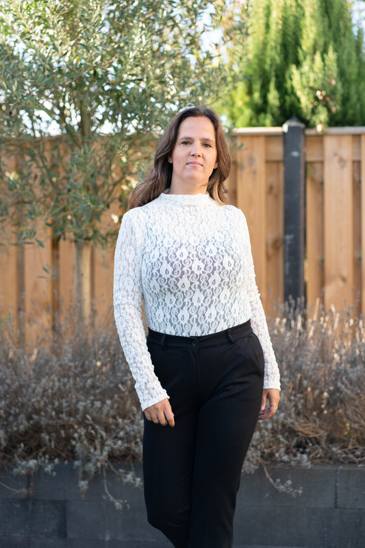 Romantische kanten bodysuit - Wit